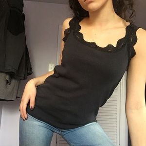 black tank with lace detailing
